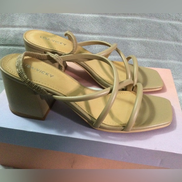 Lisa Vicky Illume Tan Strappy Block Heeled Sandals Size 8.5 - Picture 6 of 12